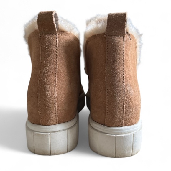 Dolce Vita Zanza Tan Suede Faux Shearling Platform Ankle Booties Cozy Size 9M - Picture 7 of 13